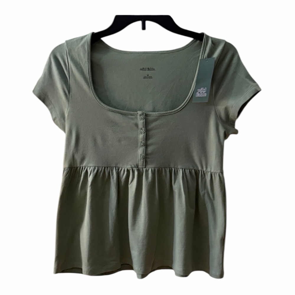 wild fable Sage Green Scoop Neck Peplum Crop Top